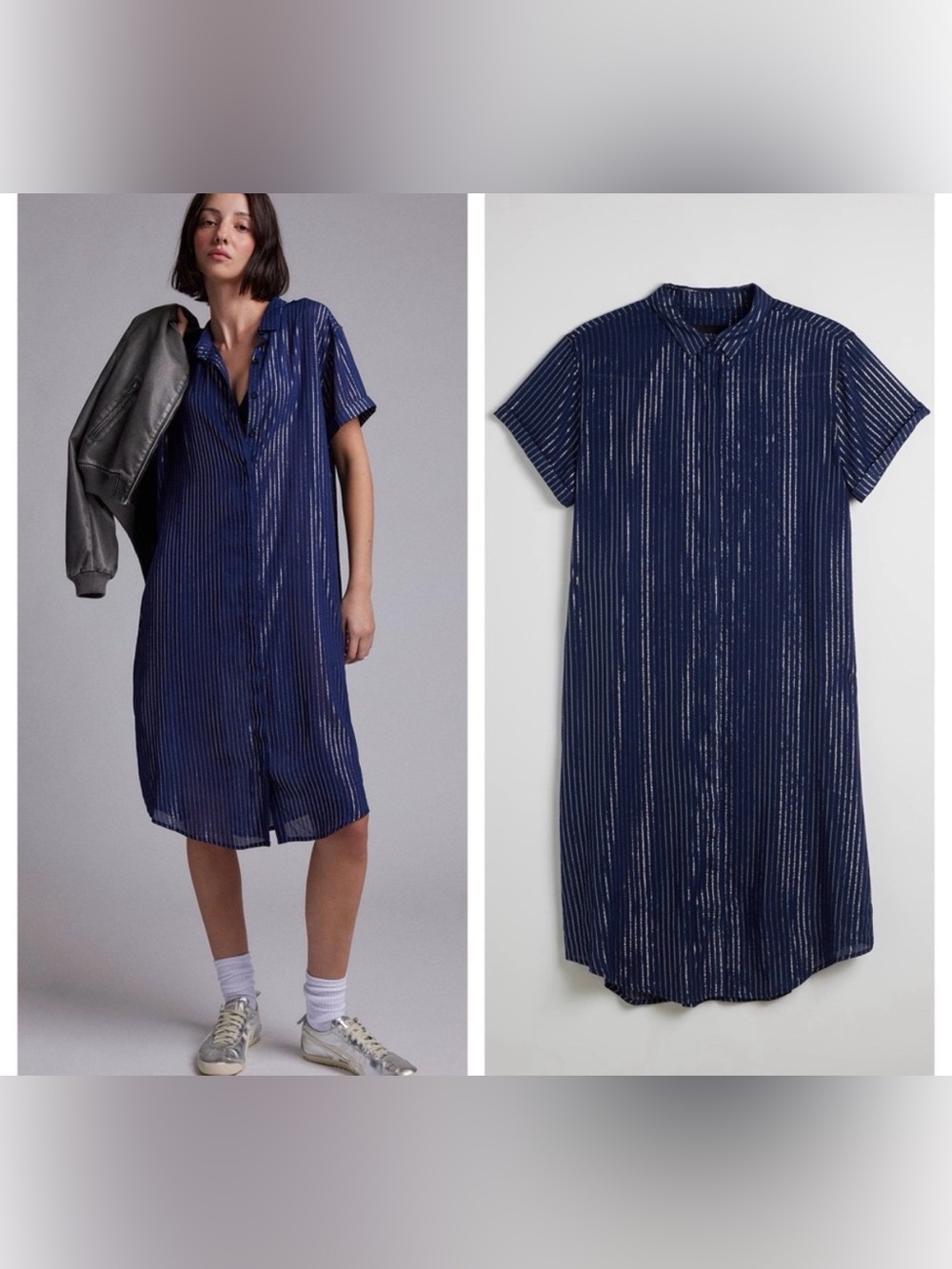 WILDFANG THE EMPOWER SHIRT DRESS navy blue and silver